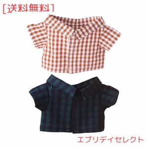 niannyyhouse 20cm人形の服 ぬいぐるみ 用 ワイシャツ 格子 シャツ 綿人形の服 着せ替え (t-2)