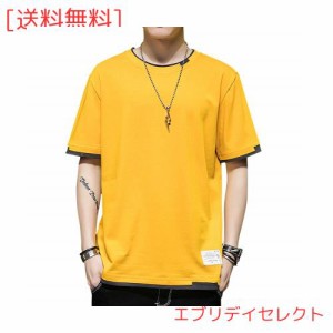 [GIJOVANA] Tシャツ メンズ 半袖 夏服 綿 ティーシャツ 大きいサイズ プリント 重ね着風 五分袖 オシャレ ゆったり おしゃれ 春 夏