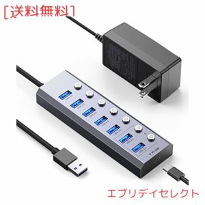 Elecife USB ハブ 8IN1 USB 3.0 Hub 7ポート+ 1USB C PD急速充電ポート 2023 改良 5Gbps高速 USB拡張 USBポート 増設 セルフパワー/バス