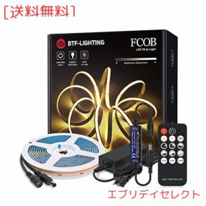 BTF-LIGHTING FCOB COB LEDテープライト 高密度 フレキシブル LEDテープライト 5M 336LEDs/m 電球色 3000K 幅8mm ストリップライト RF調