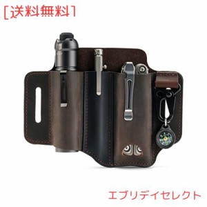 VIPERADE PJ29 ベルト用マルチツール シース、男性用レザー EDC ポケット オーガナイザー、EDC レザー シース、ペン ホルダー付きレザー