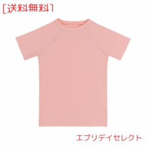 [TIZAX] ラッシュガード キッズ 子供 学校 Tシャツ 半袖 水着 UVカット 水陸 両用 男の子 女の子 プールグッズ UPF50+（珊瑚色，90/2T）