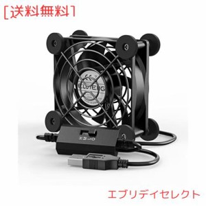 ELUTENG USBファン 8cm 冷却ファン 緩衝パッド付き 強力 静音 冷却扇風機 3段階風量調節 PCファン 冷却クーラー 薄型 送風機 長寿命 5V 