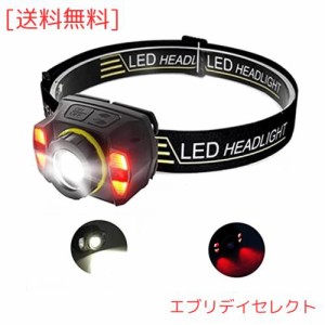 ヘッドライト USB充電式 LED ヘッドライト 5種点灯モード 赤＆白ライト SOS点滅45度調整可 夜釣り アウトドア小型92g超軽量