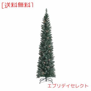 GYMAX クリスマスツリー 210cm 351本枝 グリーン 松かさ付き 雪化粧 クリスマス ツリー スノータイプ 組立簡単 おしゃれ クリスマス飾り 