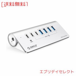 ORICO USB ハブ 3.0 7ポート 60WPD充電 10Gbps高速転送 24V/3A ACアダプタ付き セルフパワー/バスパワー両対応 50cmケーブルと変換アダプ