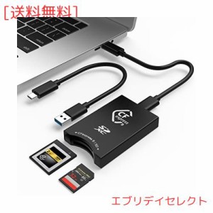 CFexpress SD カードリーダー USB C、デュアルスロットUSB 3.2 10Gbps Type Bカードリーダー Android/Windows/Mac OS/Linux対応、USB C -