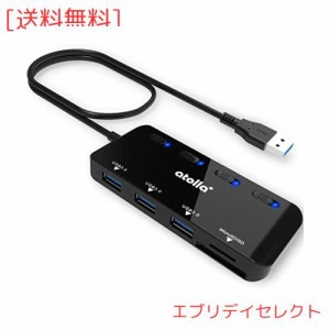 atolla SDカードリーダー USB3.0 カードリーダー USBハブ 5-in-1 USB3.0ポート+SD＆TF/microSDカードリーダー 同時読み書き【microSDXC/m