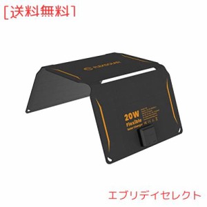 FlexSolar 20W ソーラーパネル 折りたたみ式 薄型 USB/DCポート付き(最大19.8V/1.1A) IP67防水防塵 ソーラー充電器 スマホ充電器 ハイキ