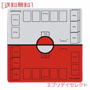 Dnoymab フルサイズ プレイマット カードゲーム ラバー プレイマット 2人用 滑り止め 収納バッグ き 60×60cm (赤/白)