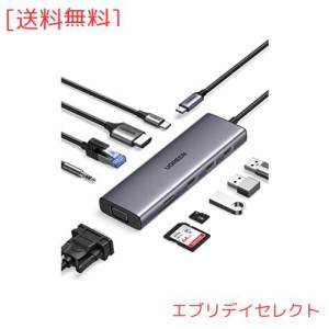 UGREEN 10-in-1 USB C ハブ 【2023新版】4K HDMI＆ VGA出力 USBハブ 3xUSB3.0 ハブ 100W PD急速充電 1Gbps イーサネット 3.5mmオーディオ