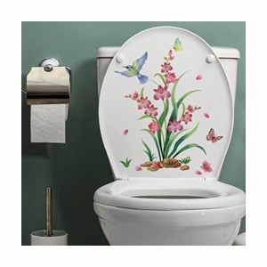 蘭花ウォールステッカー 花 緑 葉 植物 便器 壁紙シールおしゃれアート可愛いシール wall sticker decoration浴室トイレシール式ステッカ