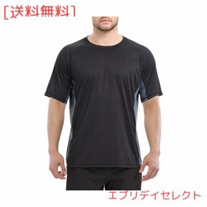 [Muxuryee] ラッシュガード メンズ 半袖 ドライtシャツ ロングスリーブ 水着 体型カバー 日焼け予防 水陸両用 冷感 吸汗速乾 3011 BK/DGY