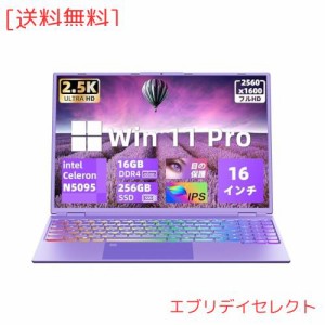 16インチ大画面ノートパソコン【Win 11搭載/MS Office 2019搭載】パソコンノート/インテルCeleron N5095高速CPU 2.00GHz〜2.90GHz/2.5K液