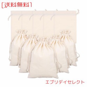 NUOLUX 巾着袋 無地 コットンポーチ 10枚セット 21*30cm ラッピング用品 帆布 小物入れ 旅行収納 コットン巾着袋 再利用可能 ギフトバッ