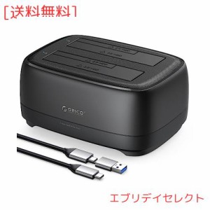 ORICO HDDスタンド 2台搭載 USB 3.2 Gen1 ハードディスクケース 2.5/3.5インチ HDD SSD対応 最大 40 TB 12V 3A 電源 ツール不要 UASP 対