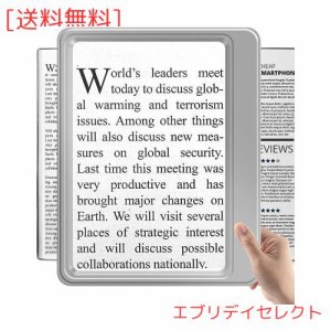 読むための5倍拡大鏡 大型フルページ表示エリア拡大鏡 高齢者や低視力の人を読むための軽量ハンドヘルド拡大鏡 シルバー （銀）