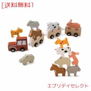 Mamimami Home 牧場 積み木 車 男の子 女の子 おもちゃ バランスゲーム ごっこ遊び 動物 知育玩具 色認識 指先訓練 赤ちゃん 三歳 四歳 