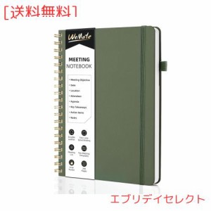 WEMATE 会議ノート 議事録 B5 200 ページ リングノート ミーティングブック 日記帳 メモ帳 オリーブグリーン