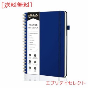 WEMATE 会議ノート 議事録 B5 200 ページ リングノートミーティングブック 日記帳 メモ帳- ダークブルー