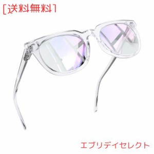 [Joopin] 伊達メガネ TR90フレーム PCメガネ UVカット パソコン用 視力保護 ウェリントン型 透明レンズ メンズ レディース