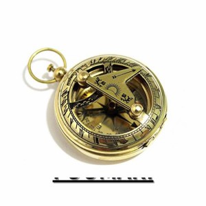 真鍮プッシュボタン方向日時計コンパス - ポケット日時計コンパス 素朴なヴィンテージホームインテリアギフト