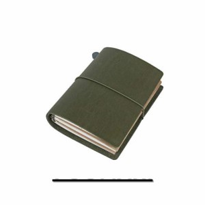 Collasaro レザーノート 本革 手帳 メモ帳 (オリーブグリーン, XS, パスポート サイズ, 135 x 105 mm)