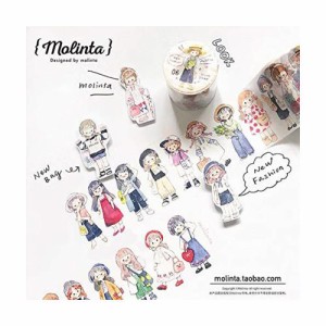 マスキングテープ Molinta おんなのこ 和紙テープ カラフル 手帳 アルバム スクラップブッキング DIY ギフト かわいい シール インテリア