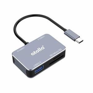 USB Type C ハブ sdカードリーダー, atolla USB C ハブ、 3ポートusb hub 3.0 + SD・microSDカードリーダー、5Gbps 高速データ転送, 軽量