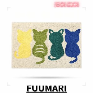 玄関マット かわいい バスマット おしゃれ 猫柄 足ふきマット 50x80cm お風呂マット 吸水速乾 グラデーション シャギー ふわふわ 丸洗い 