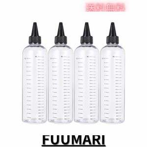 Frcolor ドロッパーボトル 500ml 空きボトル 小分けボトル 目盛り ツイストトップキャップ付き クリアボトル 4個