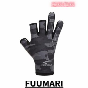 フィッシンググローブ 釣り用手袋 3本カット 秋冬用 (W306-CAMO, M)