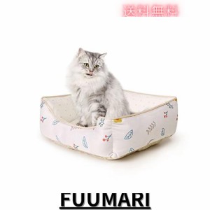 JEMA 猫 ベッド 夏用 犬 ペットベッド 接触冷感 ひんやり クッション 洗える 長方形 50x40x13cm ペットべっと 犬用ソファー 花柄