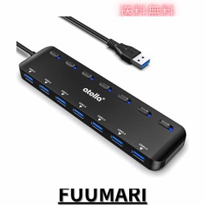 atolla USB ハブ 7ポート USB3.0ハブ 100cmケーブル 個別スイッチ USB hub ウルトラスリム USB拡張 5Gbps超高速転送 Windows/Linux/Mac O