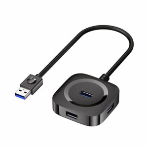 GUROYI USBハブ 3.0 4ポート USBポート増設 ハブ、最新の円形・四角形デザイン、軽量コンパクト、バスパワー対応、Micro USB電源端子付き