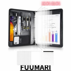 ProCase 多機能バインダー、ジッパー付き フォルダー クリアファイルとメモ帳付属 a4 ノートカバー 書類ホルダー - ブラック