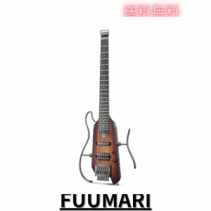 Donner HUSH-X エレキギター ヘッドレス トラベルギター ポータブル エレキギター ミニエレキギター マホガニーボディ 旅行や練習に最適 