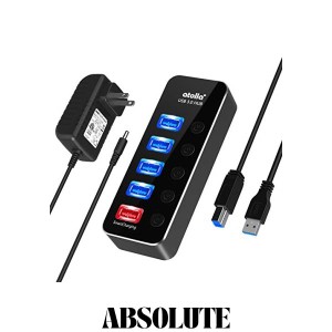 USB3.0ハブ 電源付き atolla USB ハブ 5ポート【USB3.0ポート*4+充電ポート*1】USBハブ セルフパワー/バスパワー USB HUB アルミニウム・