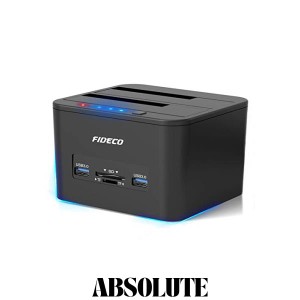 FIDECO HDDスタンド USB 3.0接続2.5/3.5”HDD SSDスタンド デュアルベイドック オフラインクローン機能付き SATAドライブ，TF＆SDポート