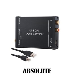 LiNKFOR USB DAC 音声変換機 USB入力 光 同軸 RCA 3.5ｍｍヘッドフォン出力 USBサウンドカード USBケーブル付属 Windows XP/Mac OS-X /PS