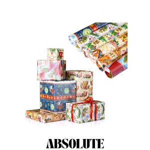 Kesote クリスマス 包装紙 18枚ロール ラッピングペーパー 70x50？ ラッピング用品 レーザー クラシック クリスマスギフト サンタクロー