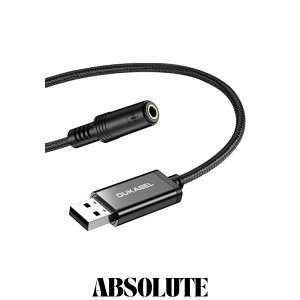 DuKabel 1.2M USB外付け サウンドカード usb イヤホンジャック 変換 USBポート-4極（TRRS） USB オーディオ変換アダプタ 3.5mm ミニ ジャ