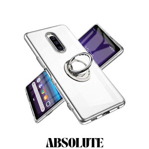 Xperia 1 ケース リング 透明 TPU クリア リング付き 回転リング エクスペリア 1 SO-03L SOV40 カバー 専用 全透明 黄変防止 薄型 柔らか