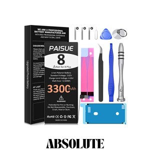 Paisue For iPhone8 対応 バッテリー 3300mAh 大容量 交換用 バッテリー PSE 標準工具セット付き 付