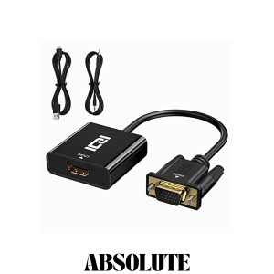 ICZI HDMI VGA変換アダプタ HDMI(メス) to VGA（オス ） 変換 音声出力 HDMIケーブル D-SUB変換 3.5mmオーディオケーブルと給電用USBケー