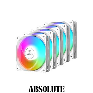 upHere120mm ARGB PCケースファン静音 高性能 AURA Sync対応 LED5V PWM 5本1セット ホワイト【NT1207-5-JP】