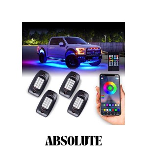 MOREFULLS LED アンダーライト 車 RGB ロックライト ライトキット 4個セット 車用 音楽同期 ブレーキライト 多色APP Bluetoothコントロー