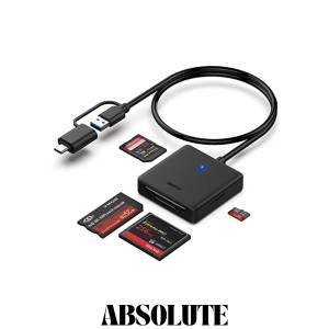 BENFEI メモリカードリーダー, 4in1 USB-C/USB - SD/TF(Micro SD)/ MS/CFカードリーダーアダプター メモリー カードリーダー OTG対応 高