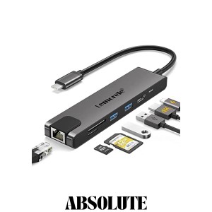 USB C ハブ 7-in-1 Usb c hub Lemorele USB Type C ハブ USB3.0*2 高速データ伝送 100WPD充電 急速充電 4K@30Hz HDMI SD TFカードリーダ