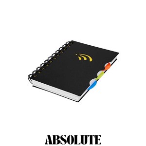 リングメモ帳 A5/A6/B5手帳 ノート 横罫 横開け 仕分け用5色ページ付き 学習帳 雑記帳 お仕事 勉強用日記帳 文房具 学用品 ブラック A6サ